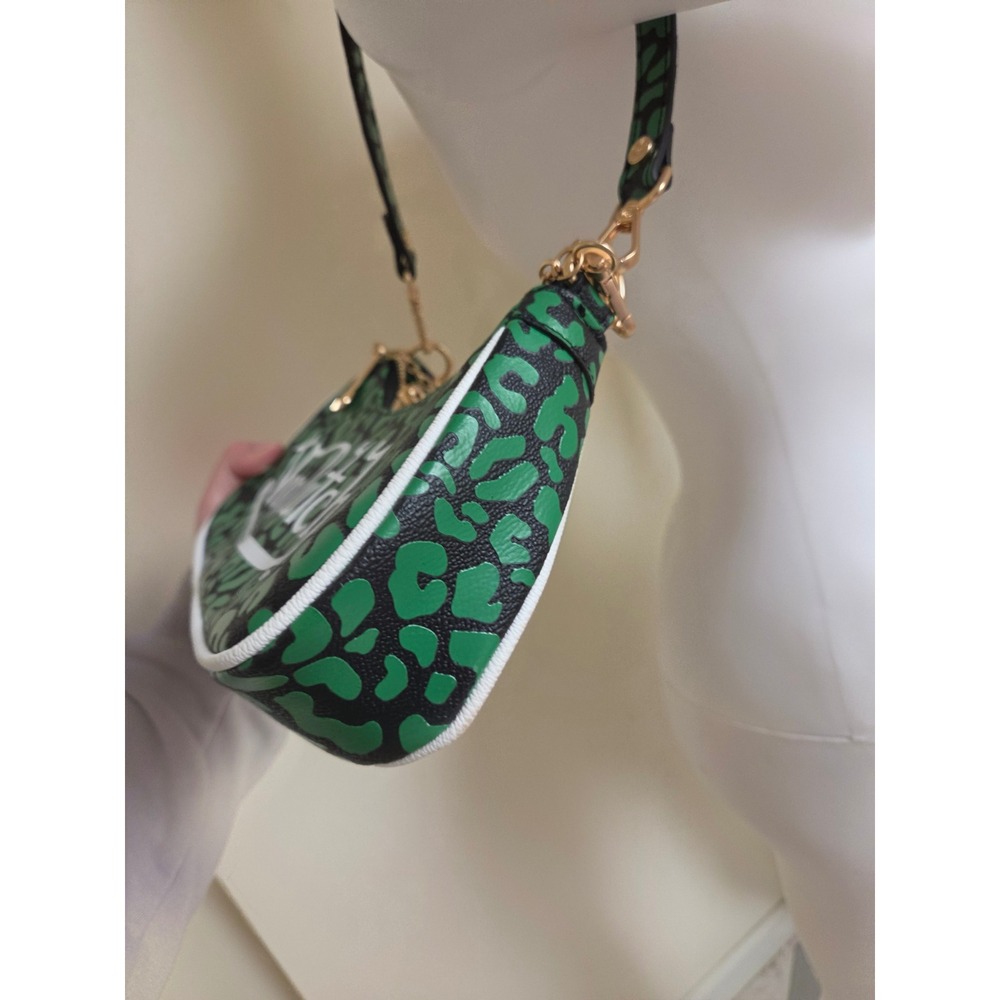 Von Dutch Green Leopard Print Baguette Shoulder Bag Y2K Streetwear Logo Purse - Picture 6 of 9